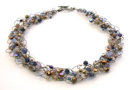 Beaded croched wirework necklace.