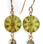 opal apple green wheel earring