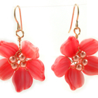 coral lalique petal earrings
