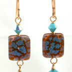 brown glass and aqua dichro on gold