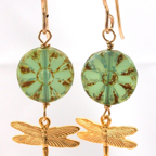 aqua opal wheel with gold dragonfly charm